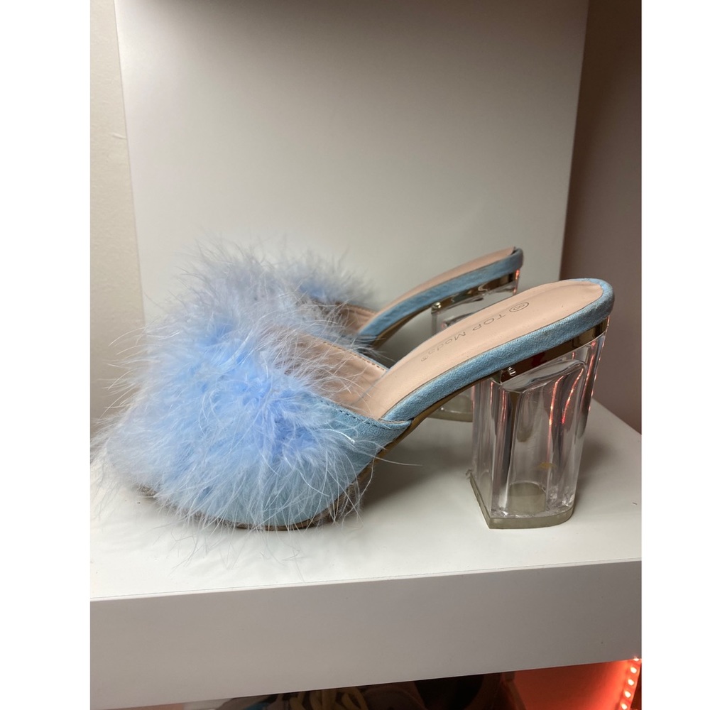 Blue fury plush heels